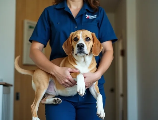 Technician respectfully transporting a deceased dog in Dendy